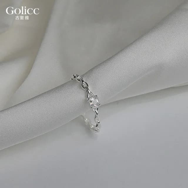 【Golicc】戒指  韓版 微鑲 鍊條 食指戒(99購物限定 生日 造型戒 食指戒 尾戒 禮物)