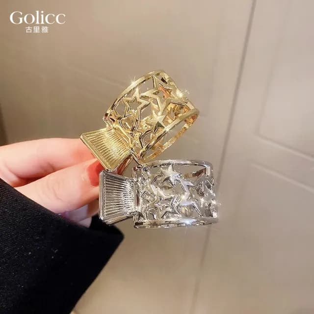 【Gulicc】簍空 星星 高馬尾 固定 神器(雙11 聖誕節 生日 髮飾 頭飾 鯊魚夾 抓夾 禮物)