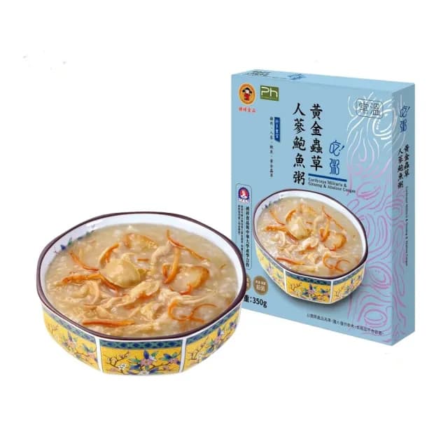 【禎祥食品】黃金蟲草人蔘鮑魚粥350g/盒x5盒(選用中華大學精心培育的名貴滋補藥材「黃金蟲草」)