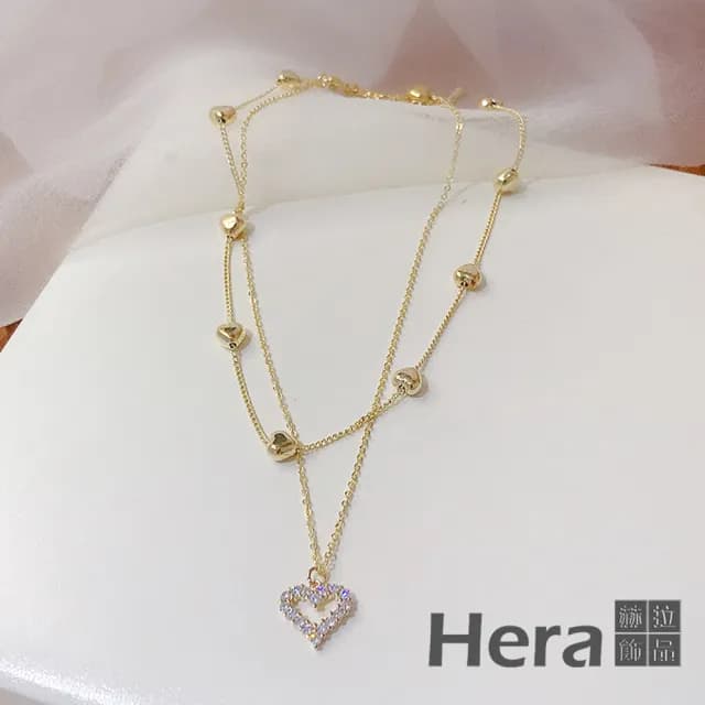 【HERA 赫拉】愛意滿滿仙女愛型愛心鎖骨鍊 ANB1(項鍊 項鏈 情人節禮物 生日禮物)