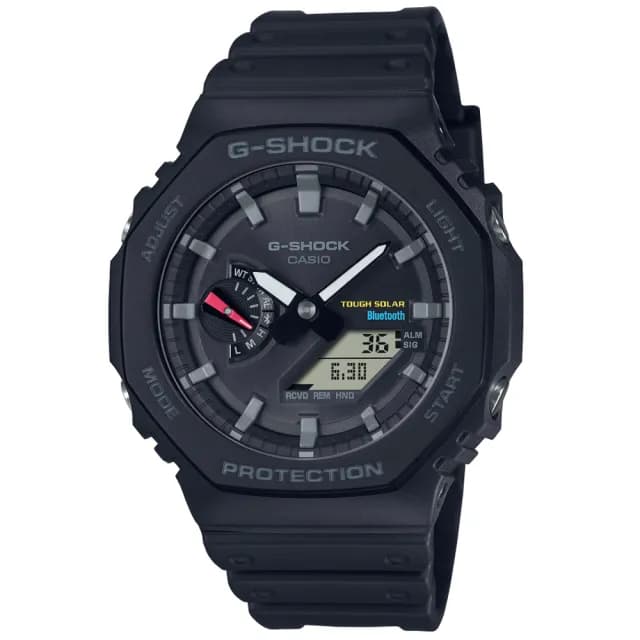 【CASIO 卡西歐】G-SHOCK  藍牙連線 太陽能八角雙顯腕錶 父親節 禮物  送禮 推薦(GA-B2100-1A)