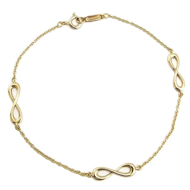 【Tiffany&Co. 蒂芙尼】18K金-三個Infinity無限符號墜飾手鍊