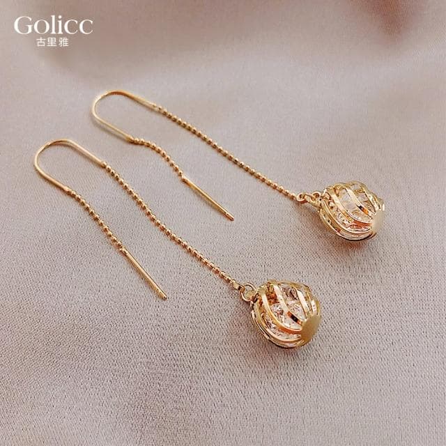 【Golicc】耳環 長款流蘇 燈籠(母親節 生日 情人節 飾品 耳飾 耳墜 禮物)