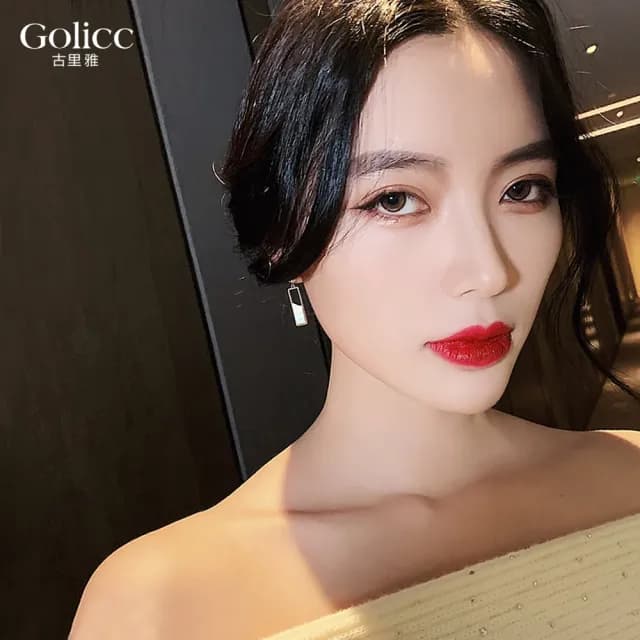 【Golicc】耳環 歐美 長方 輕奢(七夕 情人節 生日 飾品 耳釘 耳飾 耳墜 禮物)