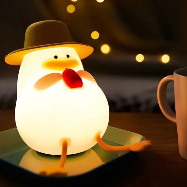 【幸福ㄚ】可愛萌鴨子造型小夜燈(可調光 LED拍拍燈 USB充電 餵奶燈 床頭燈 氣氛燈 居家擺飾 兒童 生日禮物)