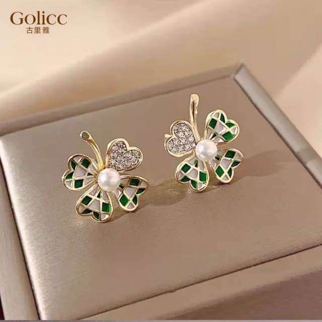【Golicc】耳環 幸運草(七夕 情人節 生日 飾品 耳釘 耳飾 耳墜 禮物)