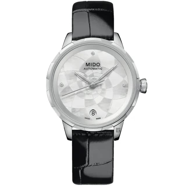 【MIDO 美度】官方授權 Rainflower 花雨系列機械女錶-黑/34mm 手錶 禮物 推薦(M0432071611600)