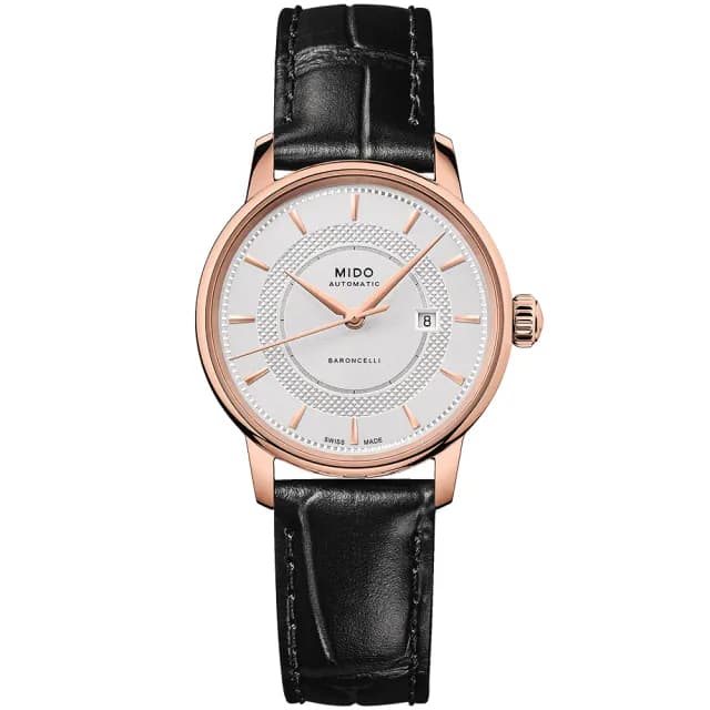 【MIDO 美度】官方授權 Baroncelli 永恆系列機械女錶- 玫瑰金/30mm 手錶 禮物 推薦(M0372073603101)