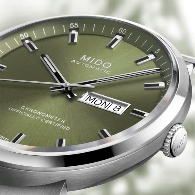 【MIDO 美度】官方授權 Commander 香榭系列天文台機械錶-綠/42mm 手錶 送禮 推薦(M0316311109100)