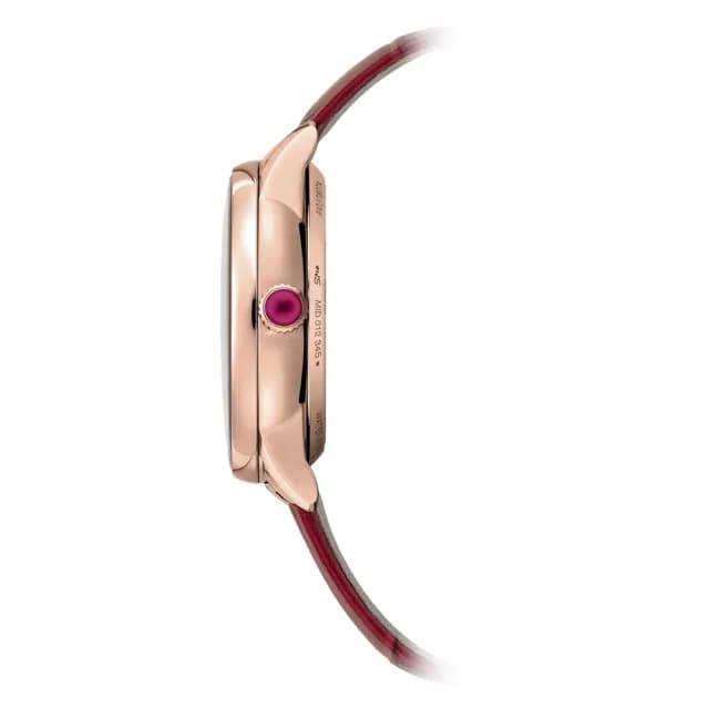 【MIDO 美度】官方授權 BARONCELLI 永恆真鑽紅寶石機械女錶-33mm 手錶 禮物 推薦(M0378073603101)