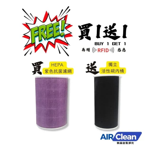 【AIRClean】適用 小米 空氣淨化器濾心 濾芯 濾網(RFID感應 獨立活性炭內桶)