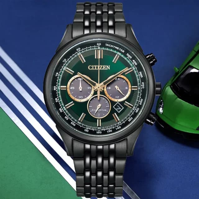 【CITIZEN 星辰】Chronograph系列 三眼計時光動能腕錶 七夕 情人節 送禮 推薦(CA4418-82X)