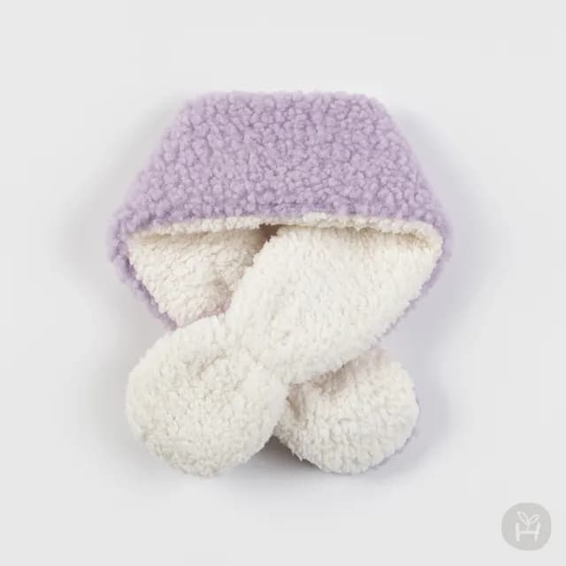 【Happy Prince】韓國製 Porin淺紫雪絨內裡嬰兒童圍巾(保暖寶寶圍脖圍兜口水巾)