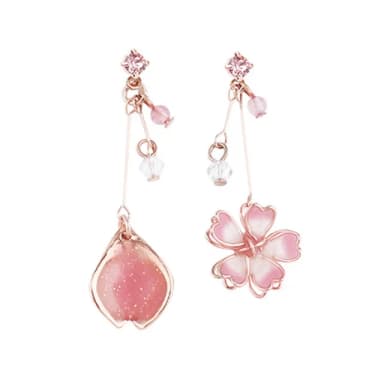 【海藍樂木珠寶 La Morongo Jewelry】日系不對稱仙氣櫻花耳環(耳環 氣質 日系 甜美)