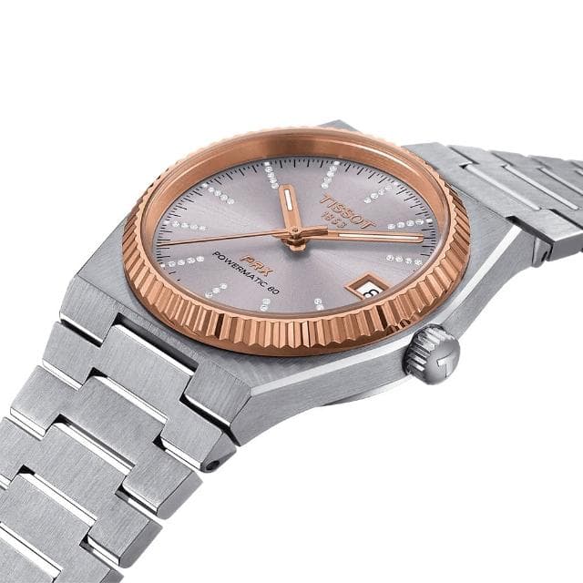 【TISSOT 天梭 官方授權】PRX系列 18K金 70年代復刻機械女錶 母親節 禮物 送禮(T9312074133600)