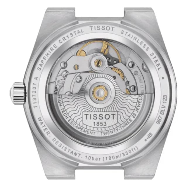 【TISSOT 天梭 官方授權】PRX系列 70年代復刻機械女錶-藍/35mm 手錶 送禮 推薦(T1372071104100)