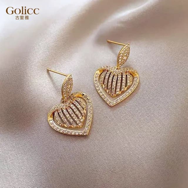 【Golicc】耳環 法式 桃心(七夕 情人節 生日 飾品 耳釘 耳飾 耳墜 禮物)
