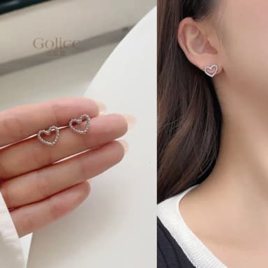 【Golicc】耳環 韓版 簡約 麻花 愛心(七夕 情人節 生日 飾品 耳釘 耳飾 耳墜 禮物)