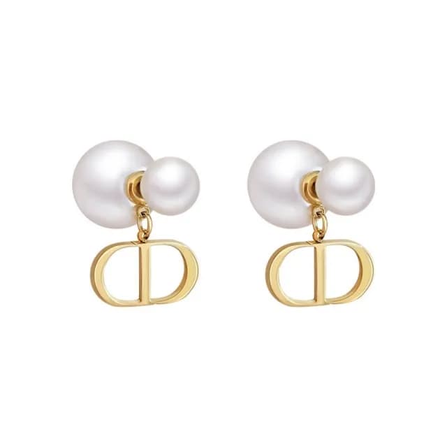 【海藍樂木珠寶 La Morongo Jewelry】S925純銀雙字母簡約珍珠耳釘(S925銀 簡約 氣質 耳釘)