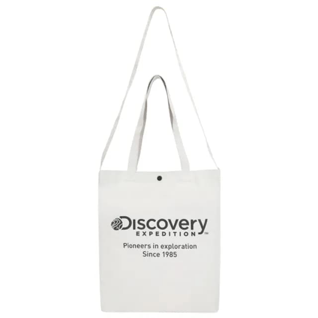 【Discovery】情人節禮物 DISCOVERY 防潑水 帆布袋 側背包(防水包 米白 托特包)