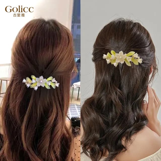 【Gulicc】髮夾 鈴蘭花朵 氣質 彈簧夾(雙11 聖誕節 生日 髮飾 頭飾 鯊魚夾 髮夾 禮物)