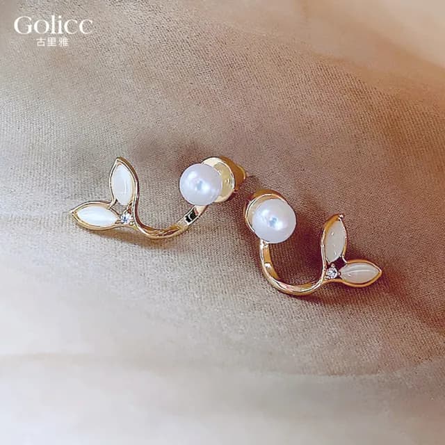 【Golicc】耳環 東大門 簡約 魚尾(99購物限定 生日 飾品 耳釘 耳飾 耳墜 禮物)