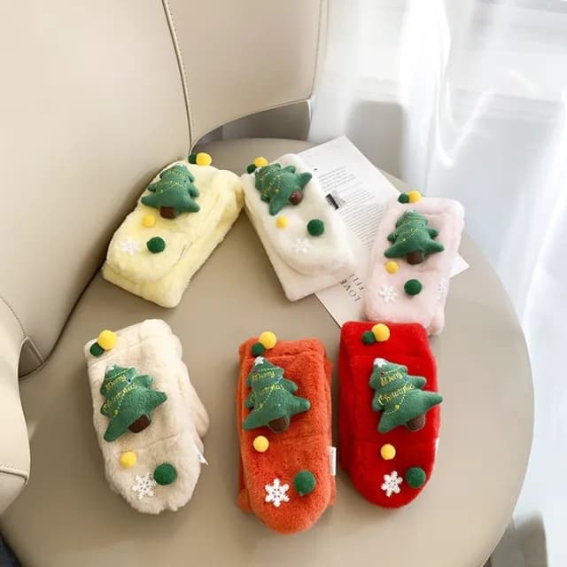 【橘魔法】聖誕樹公仔保暖毛絨圍脖(圍巾 聖誕節 耶誕節 大紅 寒流 配件 兒童 女童 男童 童裝 交換禮物)