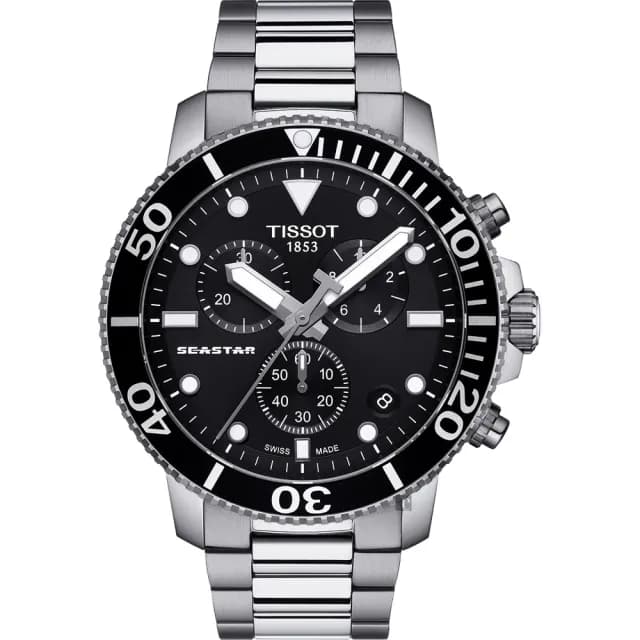 【TISSOT 天梭 官方授權】水鬼 Seastar 1000 海洋之星300米潛水三眼計時手錶 送禮 推薦(T1204171105100)