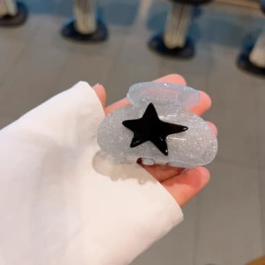 【SCHON】時尚怪手夾-黑五星(醋酸板材  流行飾品 生日禮物 ins流行 日本同步販售)