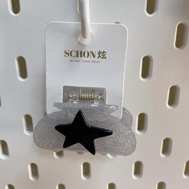 【SCHON】時尚怪手夾-黑五星(醋酸板材  流行飾品 生日禮物 ins流行 日本同步販售)
