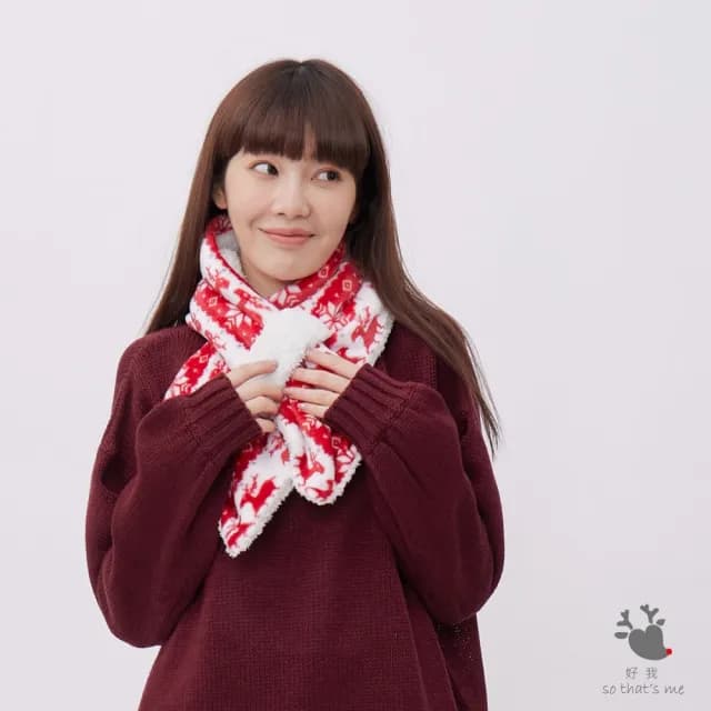 【so that’s me 好我】雙色雙面抓絨毛圍巾(聖誕紅)