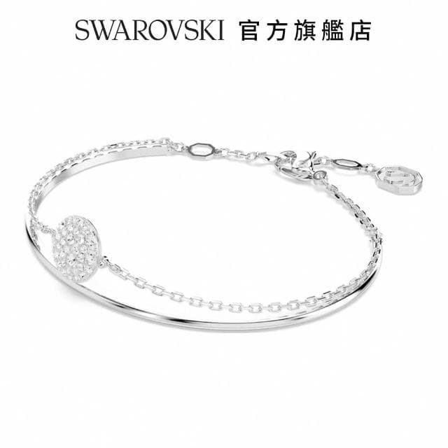 【SWAROVSKI 官方直營】Sublima 手鐲 白色 鍍白金色 母親節禮物