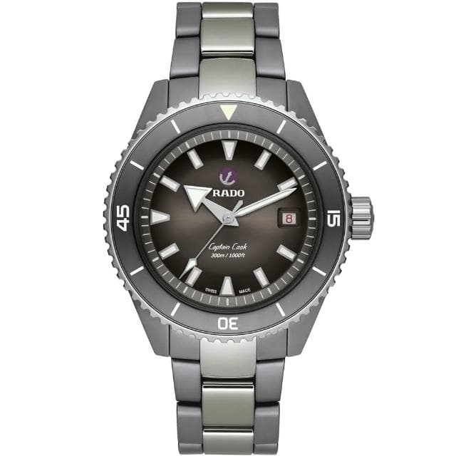 【Rado 雷達表 官方授權】庫克船長 高科技陶瓷300米潛水機械錶-43mm R03推薦 送禮 禮物 推薦(R32144102)