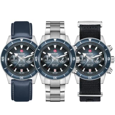 【Rado 雷達表 官方授權】庫克船長 300米潛水計時機械錶 套錶-43mm R03推薦 送禮 禮物 推薦(R32145208)