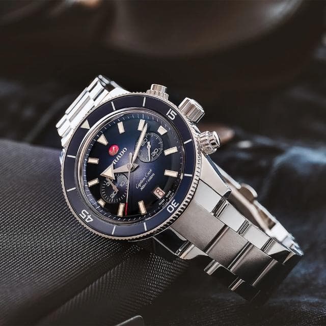 【Rado 雷達表 官方授權】庫克船長 300米潛水計時機械錶 套錶-43mm R03推薦 送禮 禮物 推薦(R32145208)