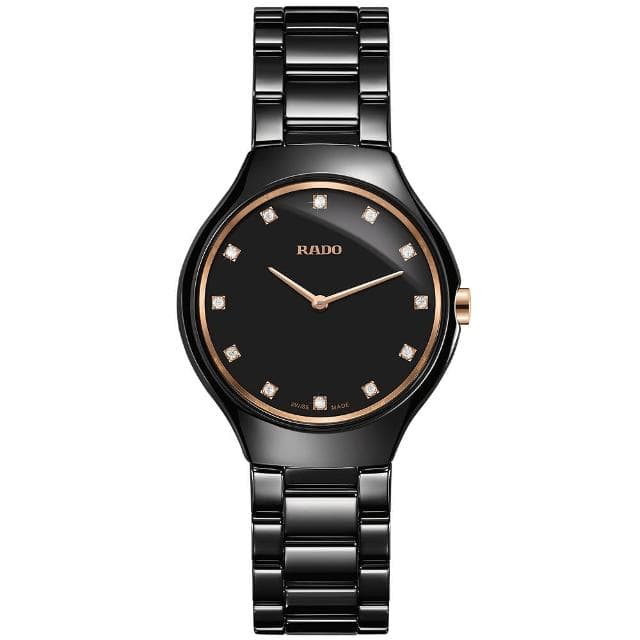 【Rado 雷達表 官方授權】True Thinline真薄系列鑽石女錶-30mm R03推薦 送禮 禮物 推薦(R27742722)