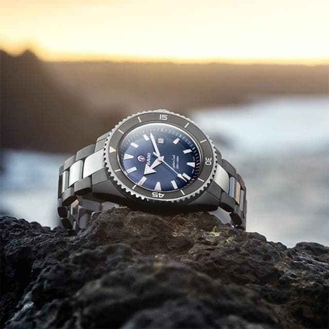 【Rado 雷達表 官方授權】庫克船長 高科技陶瓷300米潛水機械錶-43mm R03推薦 送禮 禮物 推薦(R32144202)