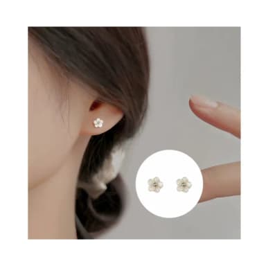 【A&R】韓版s999純銀貝殼花朵耳釘耳環(簡約時尚 清新 抗過敏 養耳洞 情人節 生日禮物)