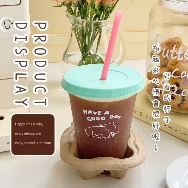 【拎一杯】韓系狗狗吸管杯(可愛 咖啡杯 飲料杯 隨行杯 水杯 居家 辦公室 交換禮物 酒杯)