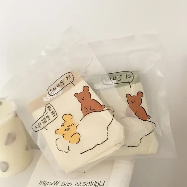 ins風可愛小熊密封袋-10入(夾鏈袋 分裝袋 防潮 防水 透明 防塵 包裝 零食 禮物 收納袋 自封袋 烘焙)