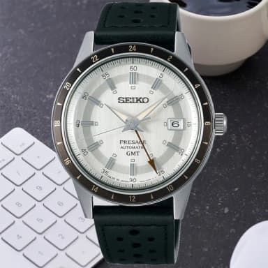 【SEIKO 精工】PRESAGE系列 GMT雙時區 復古風 機械腕錶 母親節 禮物 推薦(SSK011J1/4R34-00B0Z)