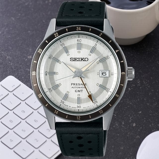 【SEIKO 精工】PRESAGE系列 GMT雙時區 復古風 機械腕錶 母親節 禮物 推薦(SSK011J1/4R34-00B0Z)