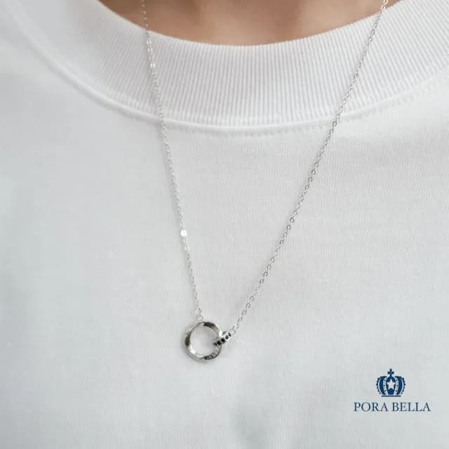 【Porabella】925純銀鋯石情侶項鍊 莫比烏斯雙環情侶項鍊 情侶款 黑鑽白鑽 雙環純銀項鍊 Necklace