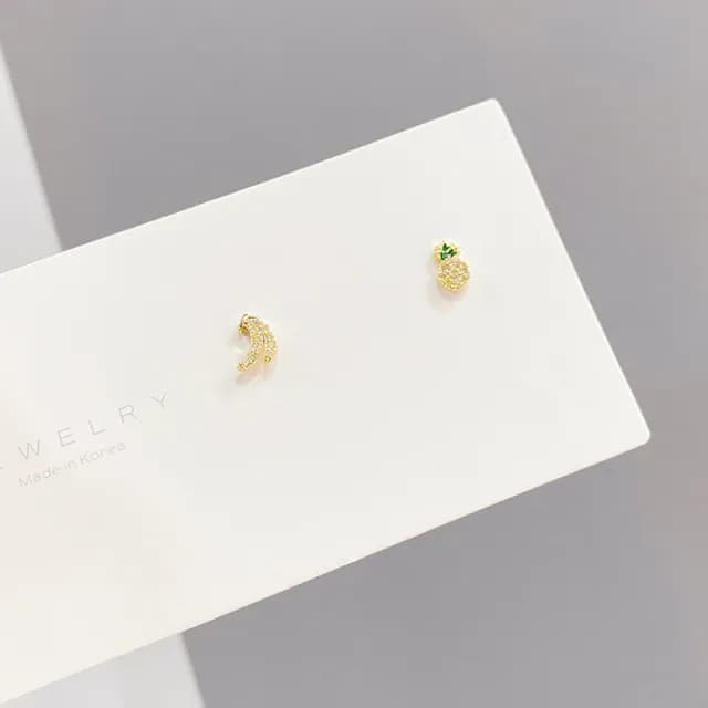 【Umi】一卡3對925純銀針微鑲彩色鋯石水果櫻桃西瓜草莓熱帶風情造型耳環(日韓時尚潮流耳飾耳針耳墜耳釘)