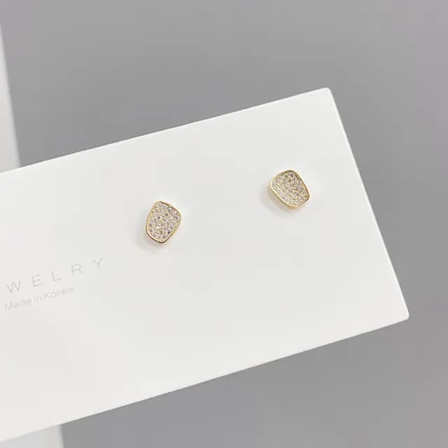 【Umi】一卡3對925純銀針微鑲鋯石圓形時尚不規則鵝卵石造型耳環(日韓時尚潮流耳飾耳針耳墜耳釘)
