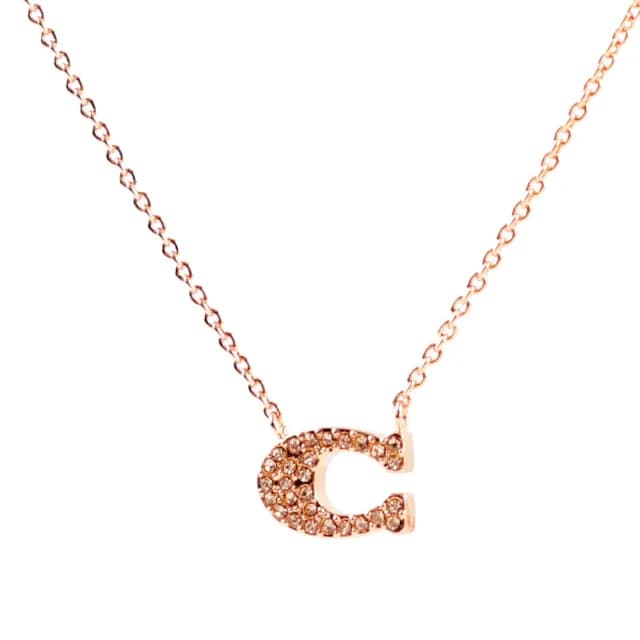 【COACH】C Logo水鑽項鍊(玫瑰金)
