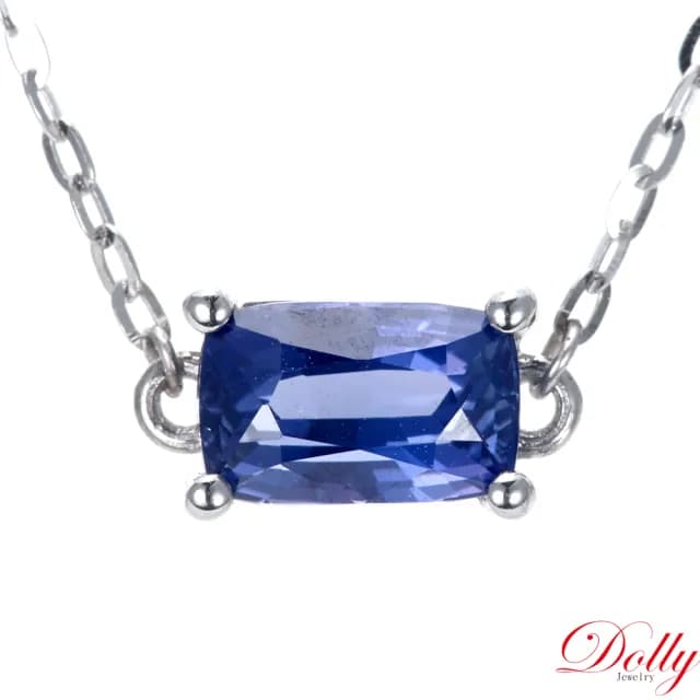 【DOLLY】情人節禮物 0.50克拉 無燒斯里蘭卡艷彩藍寶石18K金鎖骨鍊(母親節 情人節 交換禮物首選)