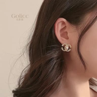 【Golicc】耳環 小香風 鑲鑽 珍珠(618 七夕 情人節 生日 飾品 耳釘 耳飾 耳墜 禮物)