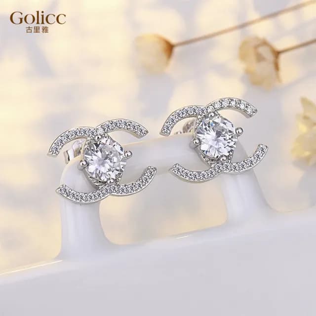 【Golicc】耳環 韓版 太陽之眼 鑲鑽(七夕 情人節 生日 飾品 耳釘 耳飾 耳墜 禮物)