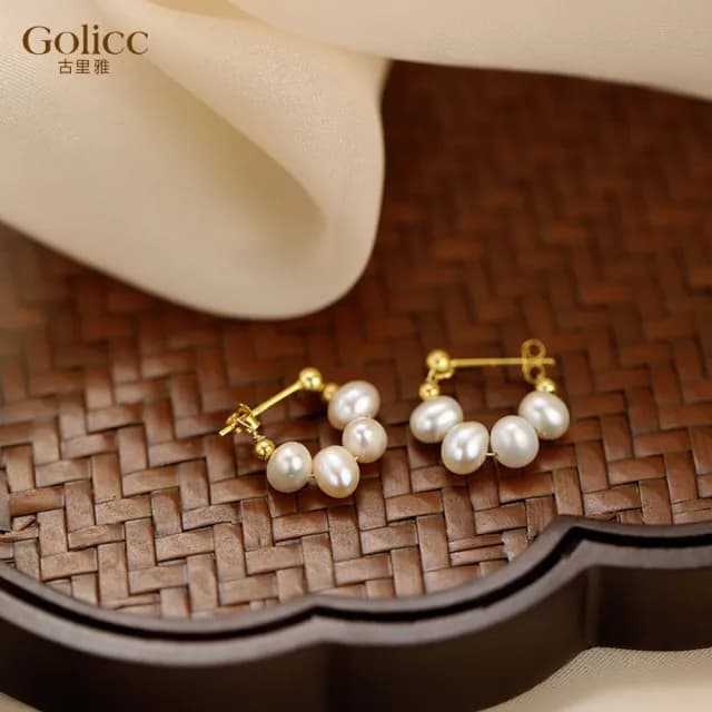 【Golicc】耳環 韓版 氣質 不規則珍珠(七夕 情人節 生日 飾品 耳釘 耳飾 耳墜 禮物)